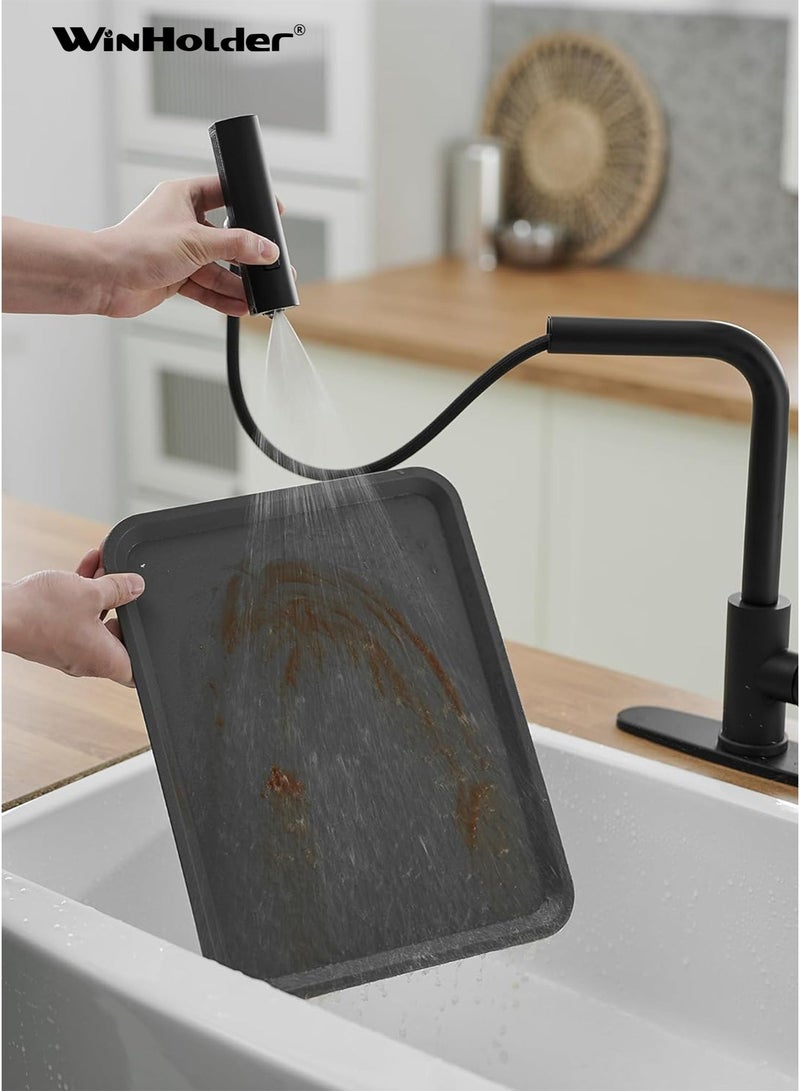 WinHolder 3 Function Sprayer Black Kitchen Faucets with Pull Down Sprayer, Waterfall Kitchen Sink Faucet, Commercial Utility Stainless Steel Kitchen Faucets, Single Handle Kitchen Sink Faucet with Pull Down - Image 4